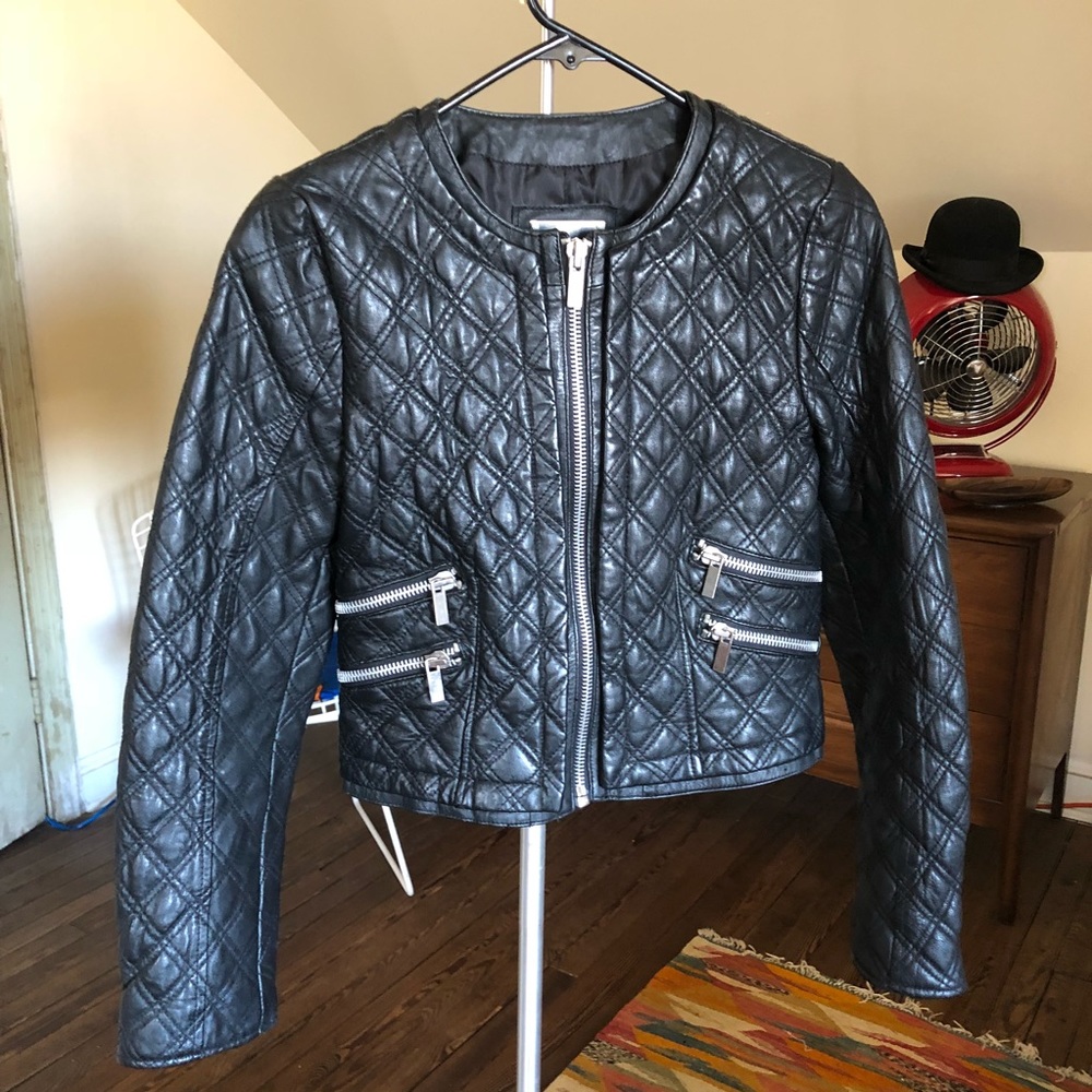 Mango Quilted Leather Motorcycle Jacket - Excellent!